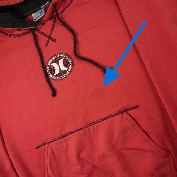 Y2K Vintage Thrashed Hurley Skater Hoodie Pullover Mens M Red Black - Picture 10 of 15